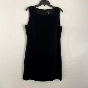 Ann Taylor Black Sheath Dress Square Neck Sleeveless Career Staple Size 14